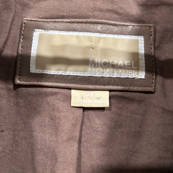 Michael by Michael Kors Brown Leather Moto XS Minimalist Chic Biker Classic - Picture 2 of 8